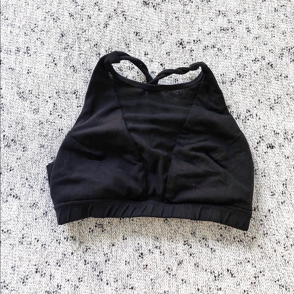 SOLD GLYDER MESH black strappy sports bra